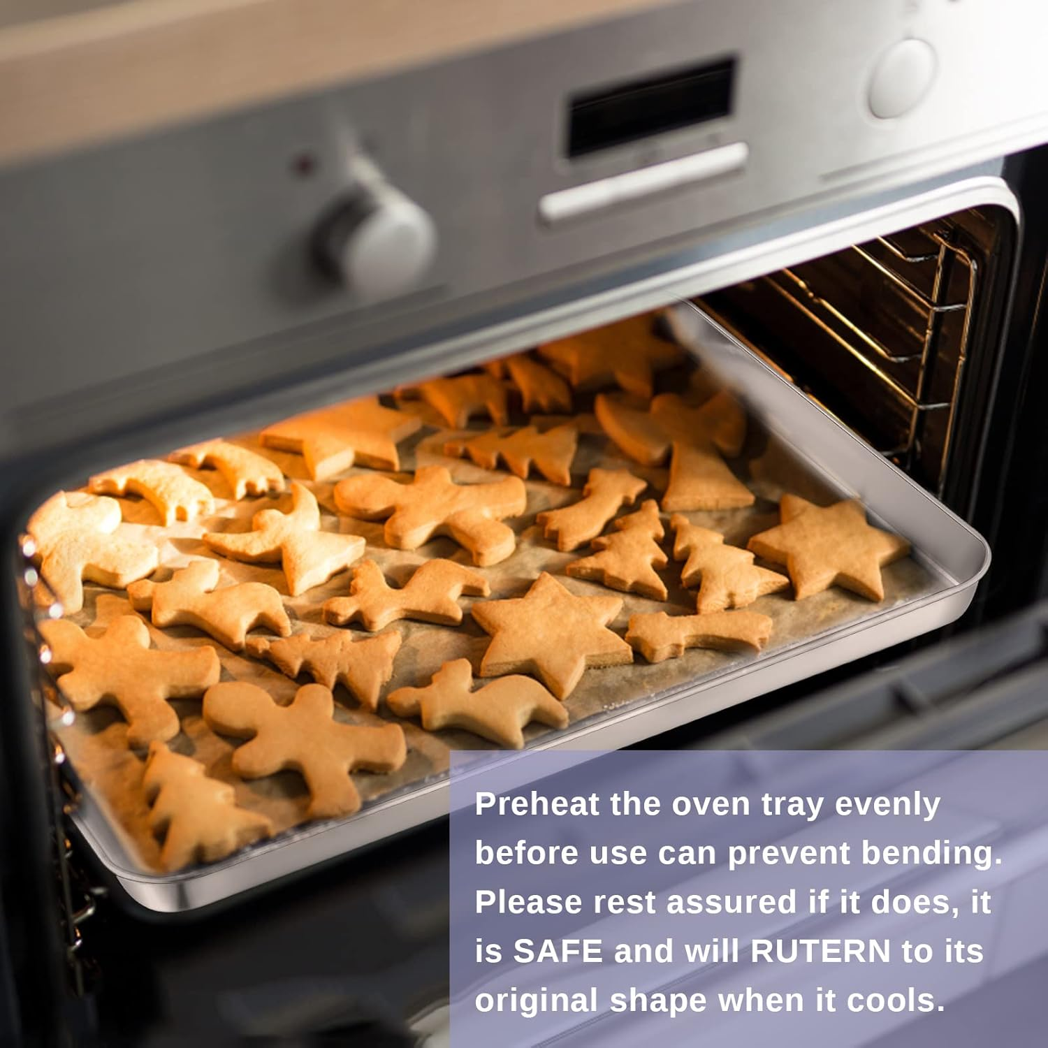 Herogo Baking Tray Set of 2, Stainless Steel Oven Tray 40 X 30 X 2.5Cm, Large Rimmed Baking Pan Cookie Sheet, Healthy & Non Toxic, Rust Free & Mirror Finish, Easy Clean & Dishwasher Safe image number 4