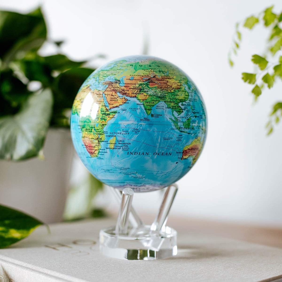MOVA Globe Blue with Relief Map 4.5With Base, Solar Powered Rotating Globe No Need of Battery or Chord, Unique Gift and Decoration image number 1
