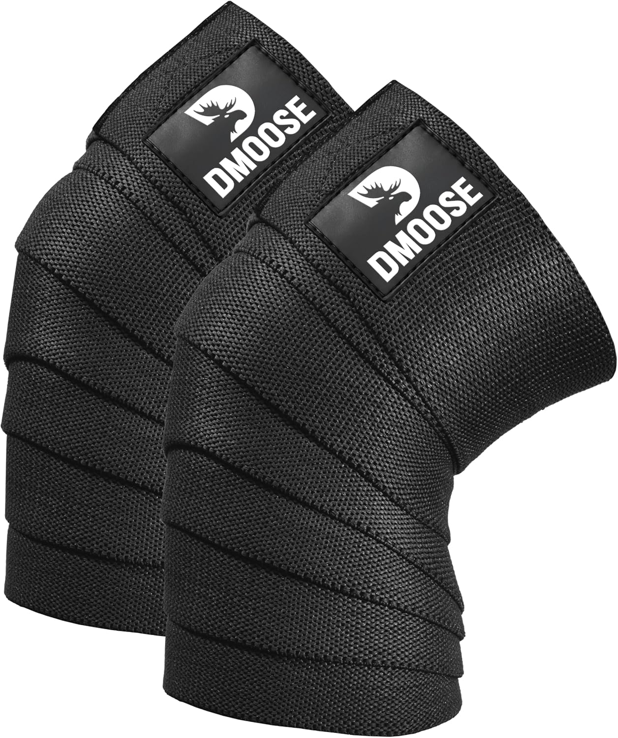 Dmoose Fitness Knee Wraps for Weightlifting, Powerlifting, Deadlifting, Bodybuilding, and Gym Workouts, 78 Inches Length (Pair), Reinforced Fastening Knee Wraps for Men and Women