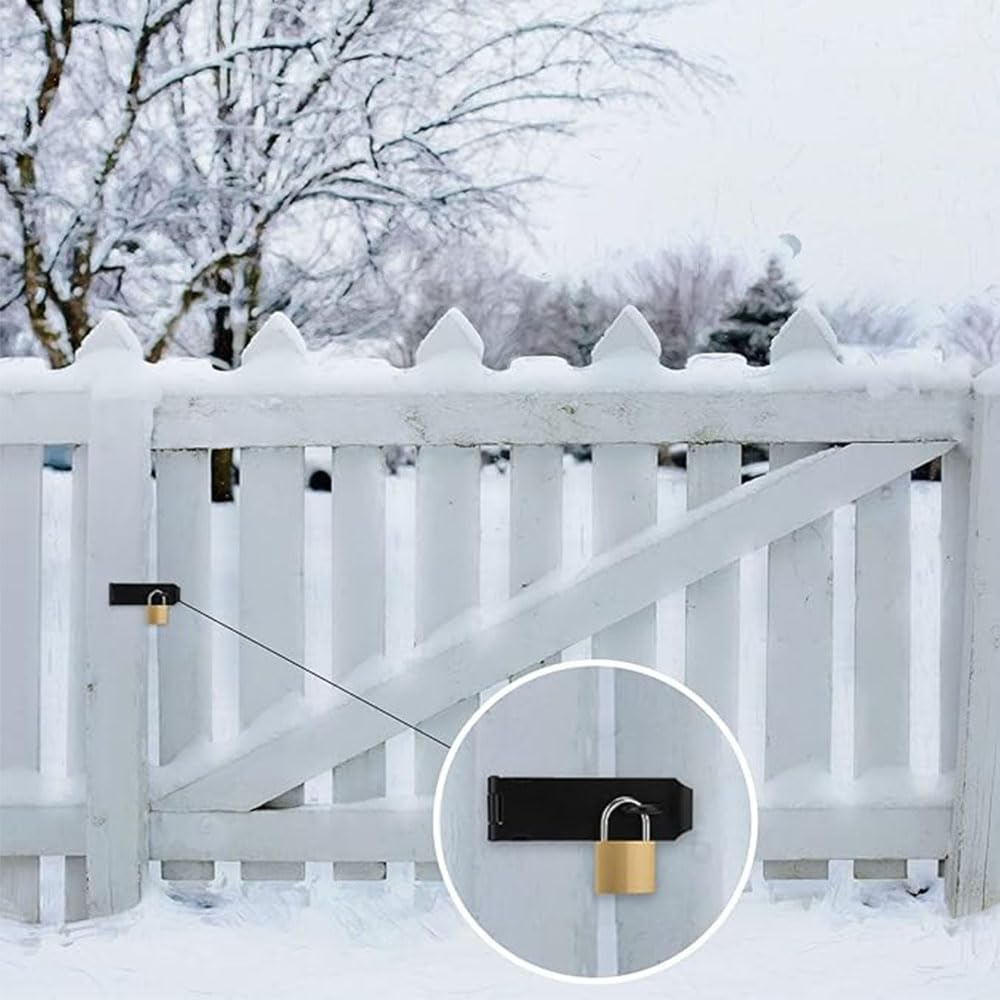 4 Inch Door Hasp Latch Lock, 3 Pack Stainless Steel Padlock Latch, Door Hasp Lock for Gates, Cabinet, Drawer, Outdoor Doors Black (27 Screws Included) image number 1