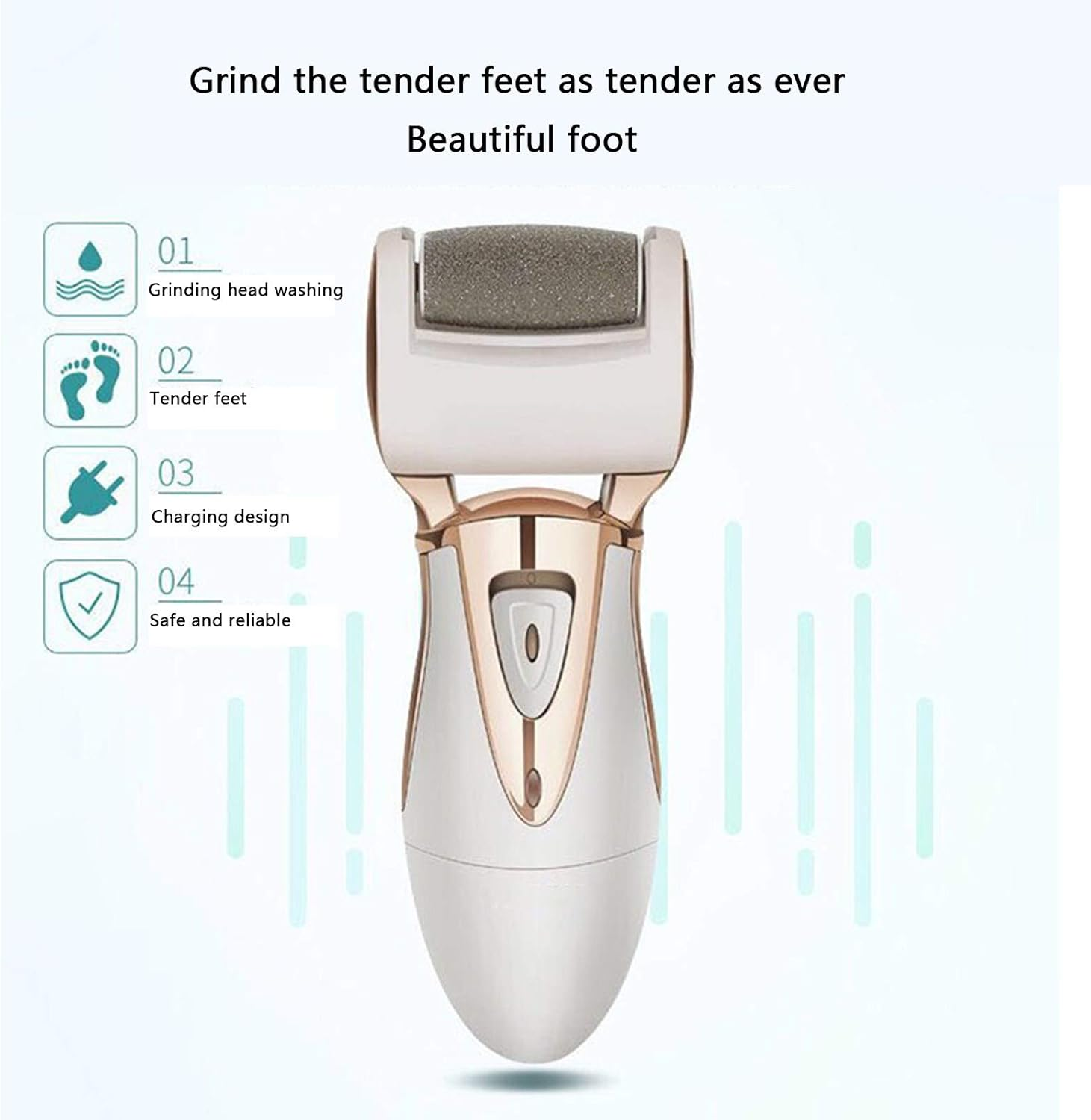 Portable Electric Hard Skin Remover, Electric Foot File,Rollers and Rechargeable Foot Care Tool for Dry Dead and Cracked Feet Velvet Smooth image number 1