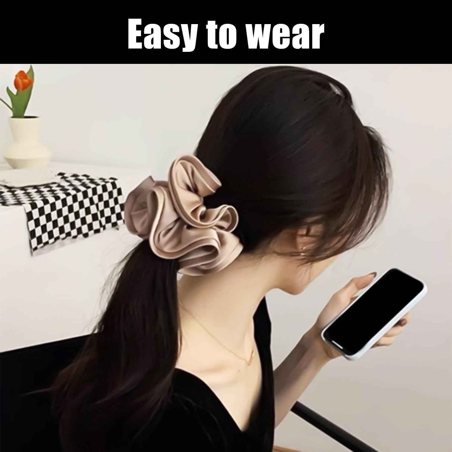 Pack of 4 Large Women'S Hair Bobbles - Elastic French Hair Bobbles Suitable for Masquerades, Parties, Birthdays and Everyday Wear image number 3