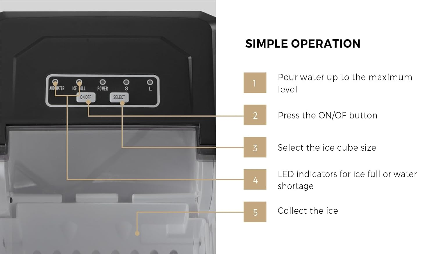 Ice Maker Machine 12Kg Capacity Ice Maker with Handle Protable Ice Cube Maker for Indoor and Ourdoor Black image number 2