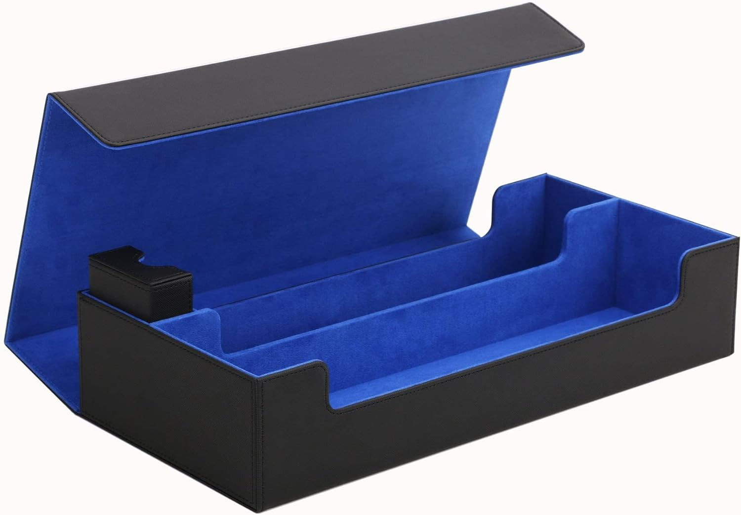 YOZOTI Card Deck Box Leather Large Size Fit 550 plus Sleeved Cards Compatible with Single/Double Sleeved Toploader MTG TCG Ccg(Black,Blue)