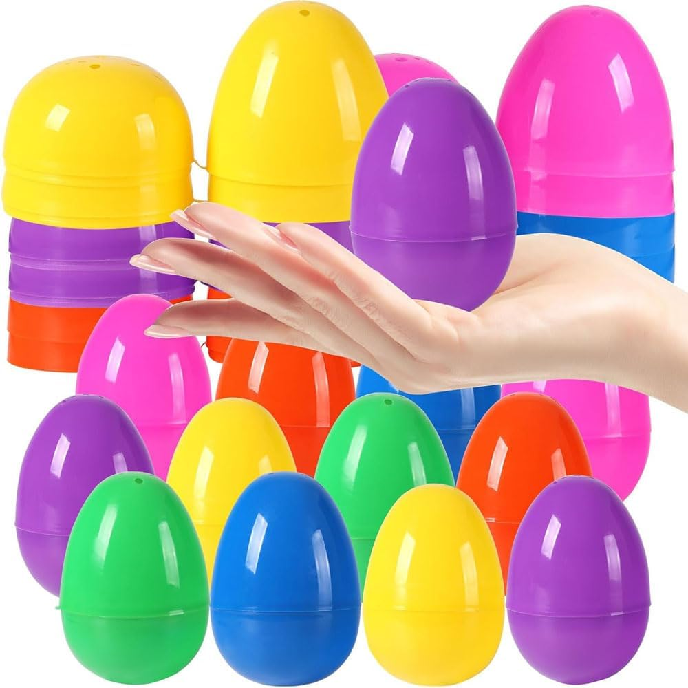 Aufondof 30 Pack Colorful Easter Eggs, 1.57" X 2.36" Plastic Easter Fillable Eggs for Hunt, Basket Stuffers Fillers, Theme Party Favor Decoration, Classroom Prize Supplies, Assorted Colors image number 1