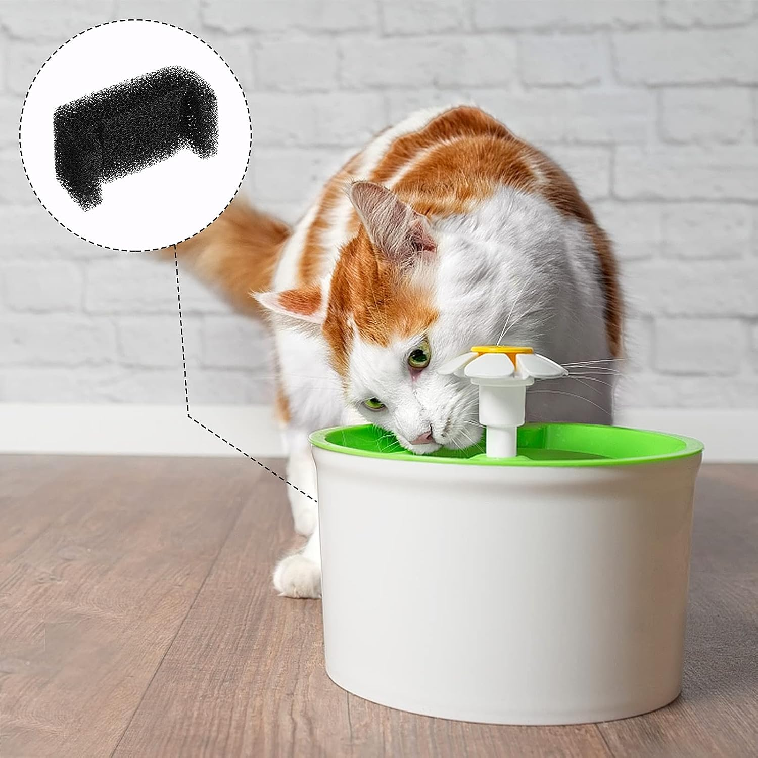 Pack of 8 Drinking Fountains Foam Filter Replacement Filter Sponge Filter for Cat Fountain, Foam Filter for Pet Fountain, Water Fountain for round or Square Flower Fountain image number 2