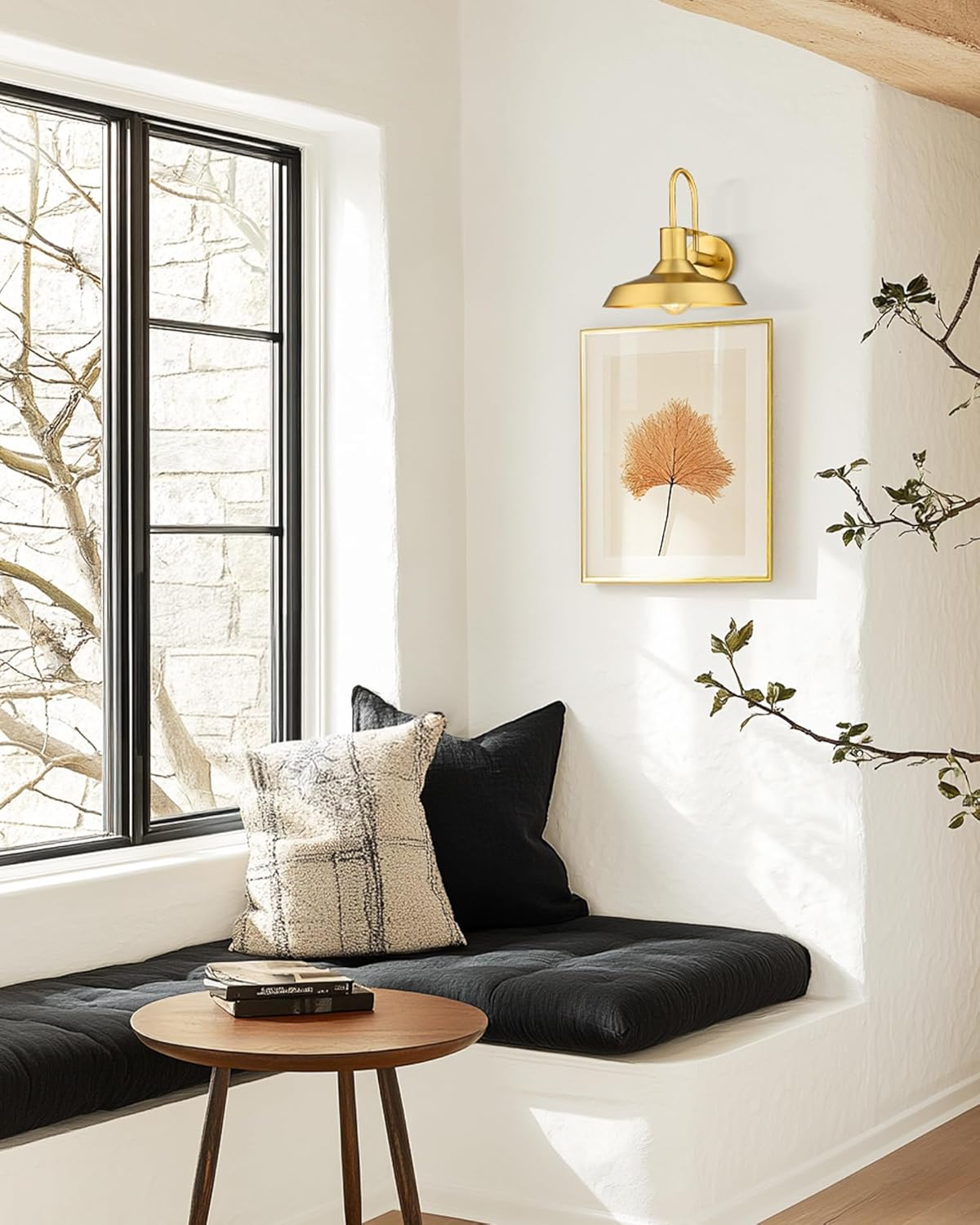 EMLIVIAR 2 Pack Vintage Wall Lighting Fixture, 12 Inch Gooseneck Outdoor Barn Light, Metal Wall Mounted Lighting in Gold Finish, AUJX18-1W-2PK BG image number 5