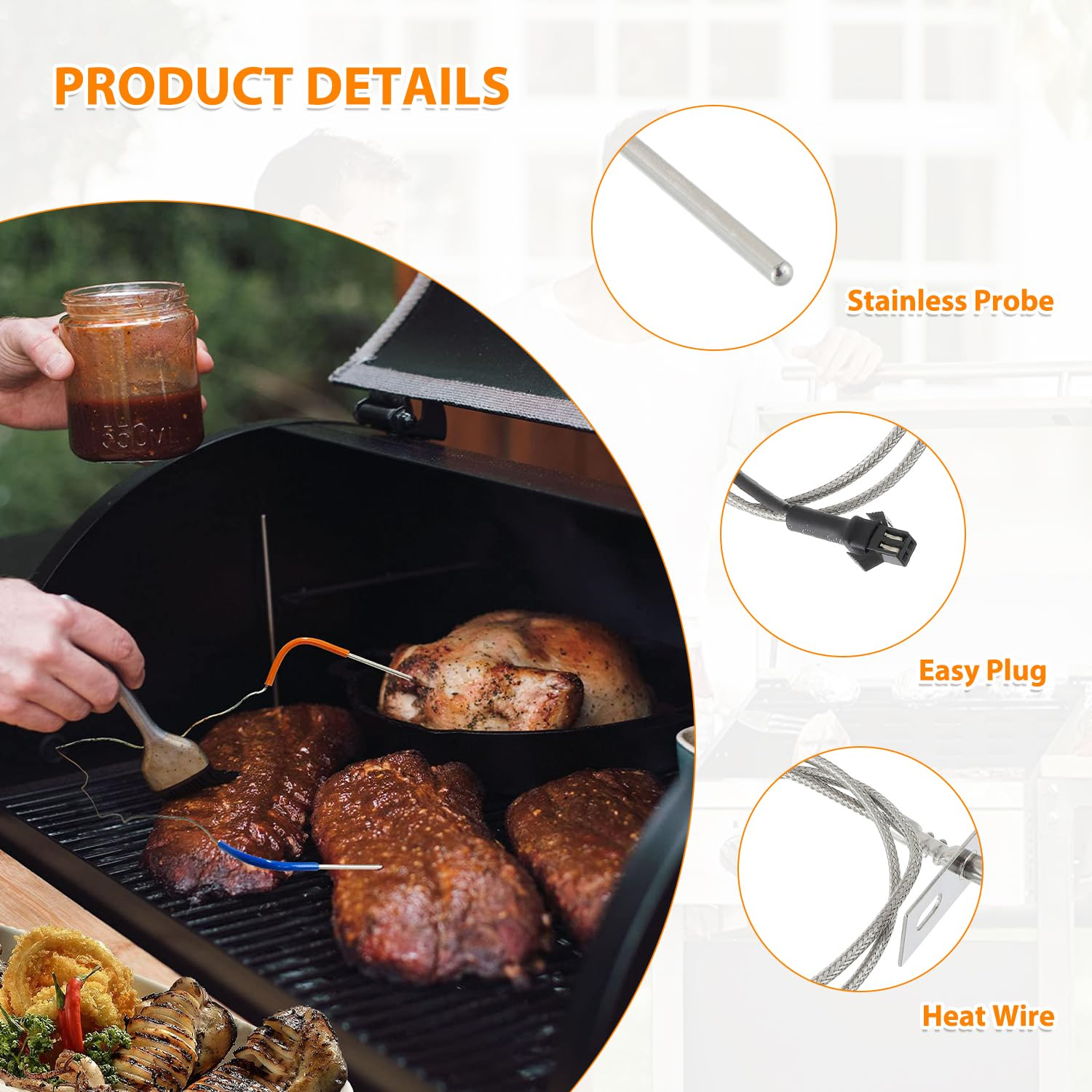 HUAREW RTD Temperature Probe Sensor, Internal Grill Ambient Temperature Sensor Suitable for Pit Boss Pellet Grill PB1000XL-025-R00 V2 (70123-AMP) image number 5