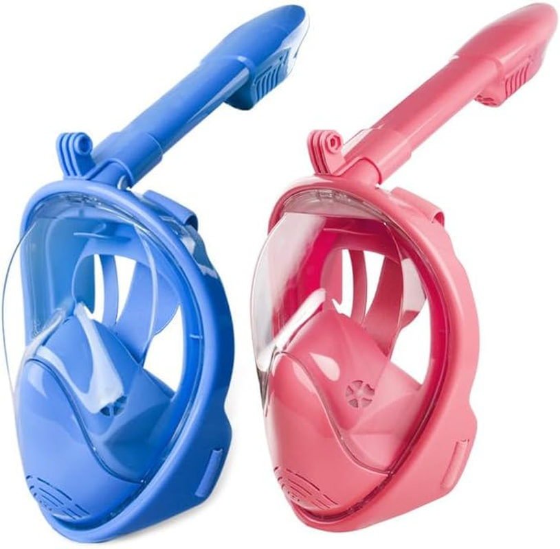 Kids Snorkel Mask Full Face,Snorkeling Gear with Camera Mount 180 Degree Panoramic View Detachable Snorkeling Set