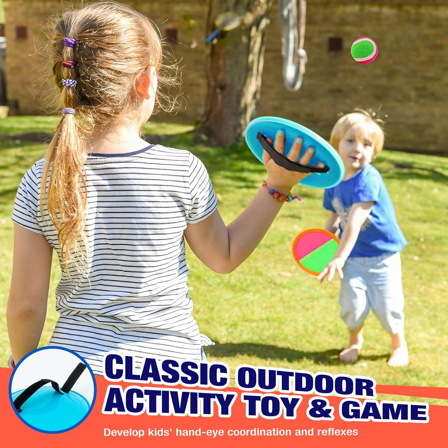 Kids Toys Toss and Catch Game Set, Ball Sports Games with Paddles Balls and Storage Bag, Classic Outdoor Games, Beach Games, Yard Games Suitable for Kids Gift Ideal image number 3