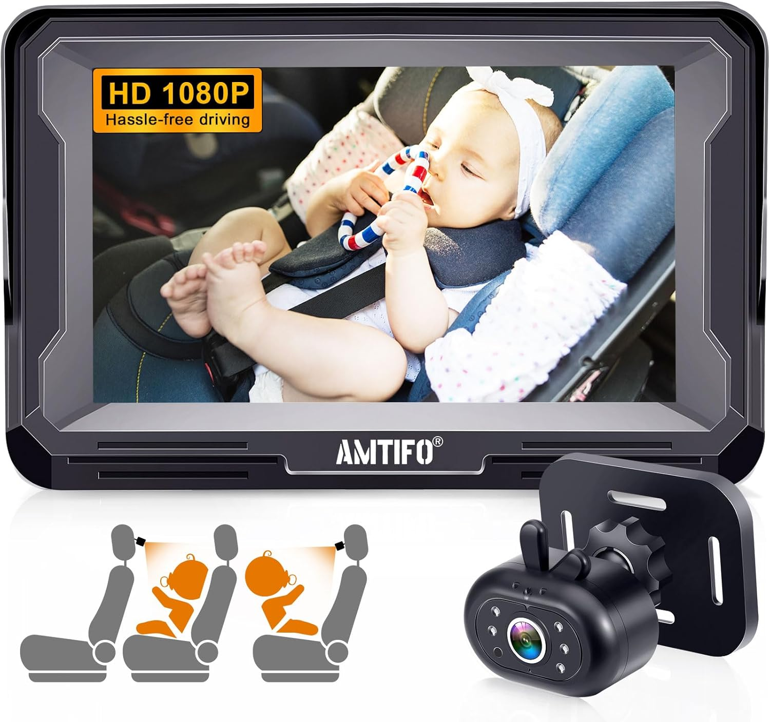 AMTIFO Baby Car Camera Easy Install: Clear Night Vision 2Mins Plug-Play Backseat Camera 360 Rotation Rear Facing Car Baby Monitor with Camera image number 4