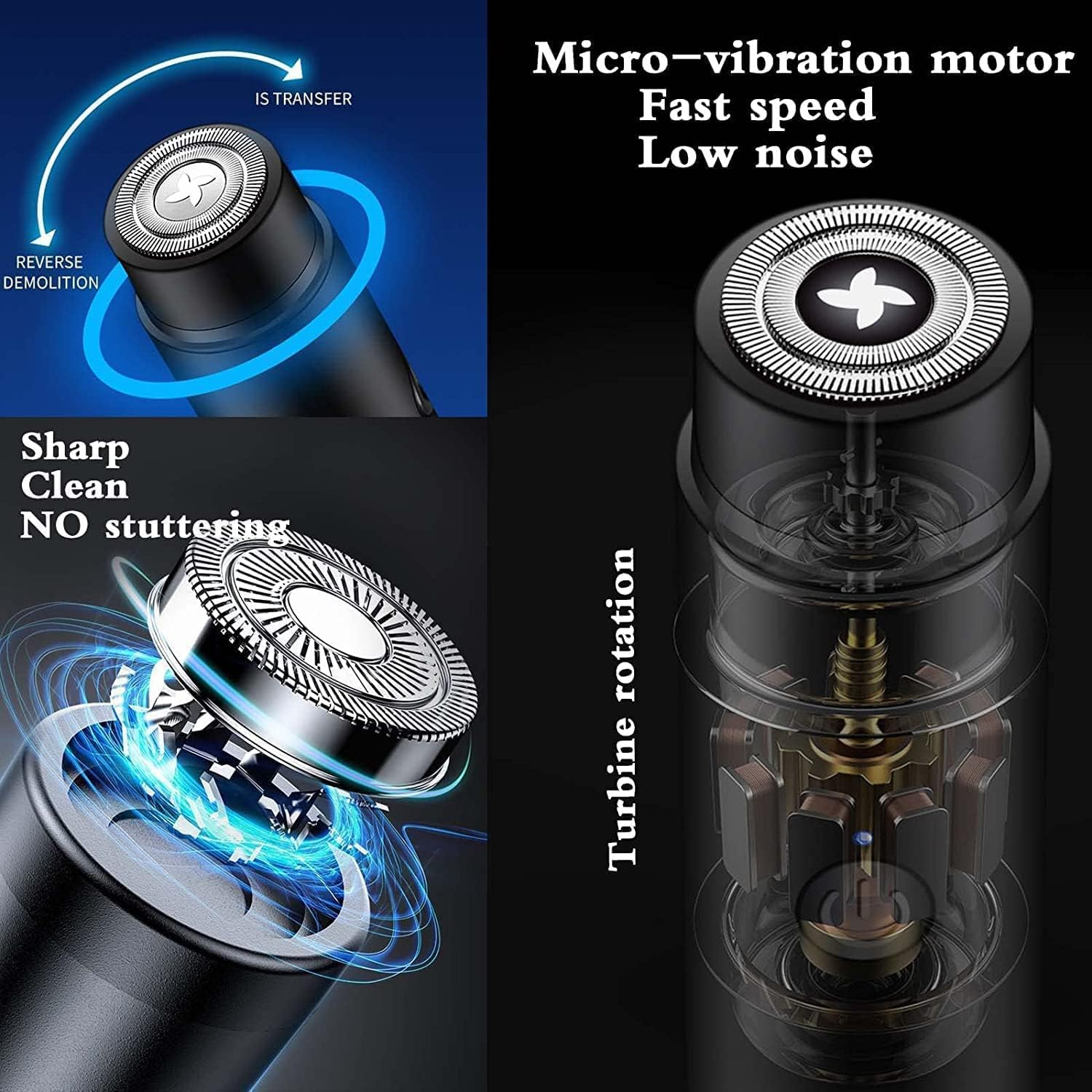 Mini Portable Electric Shaver, Waterproof Cordless Pocket Razor, USB Rechargeable Rotary Shaver for Travel, Wet and Dry Use, Black image number 4