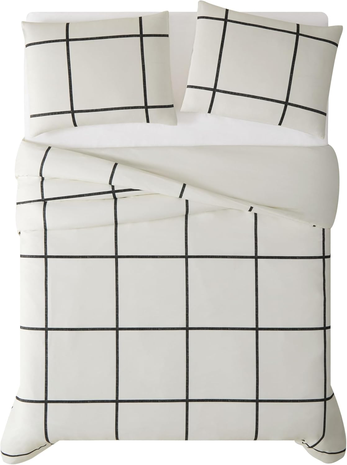 Truly Soft Everyday Kurt Black and White Stripe Duvet, DCS3058FQ-1800, Ivory/Black, King image number 2