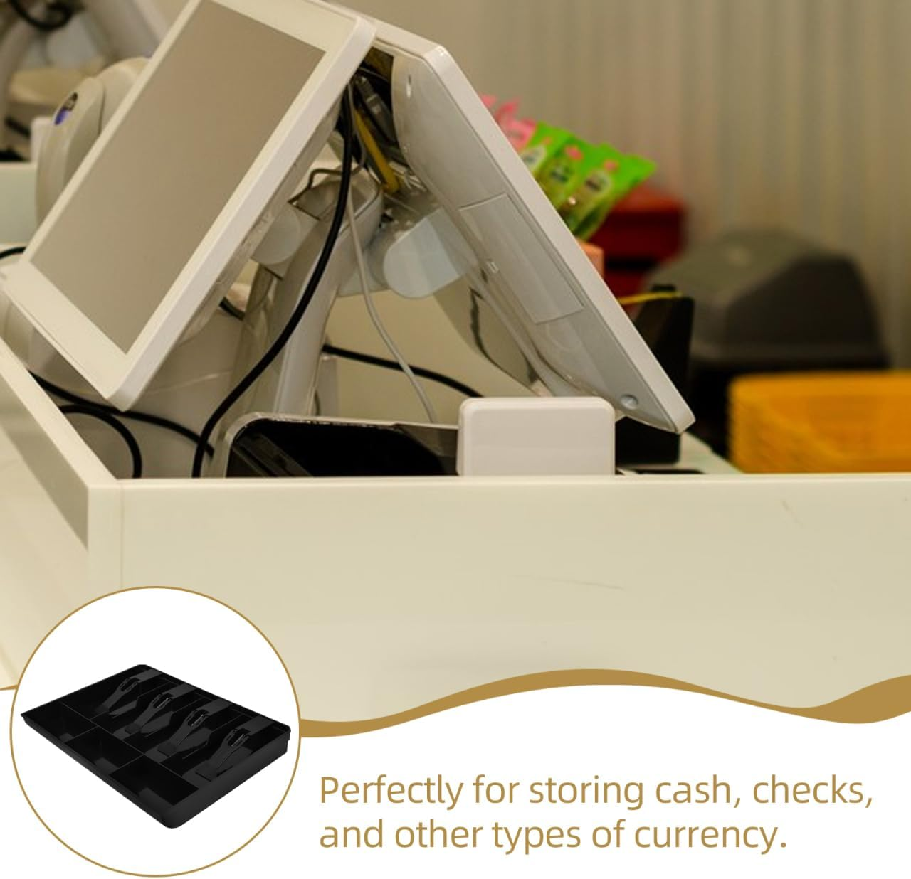 NUOBESTY 4 3 Cash Register Cash Insert Tray Coins Tray Cash Box Drawer image number 4