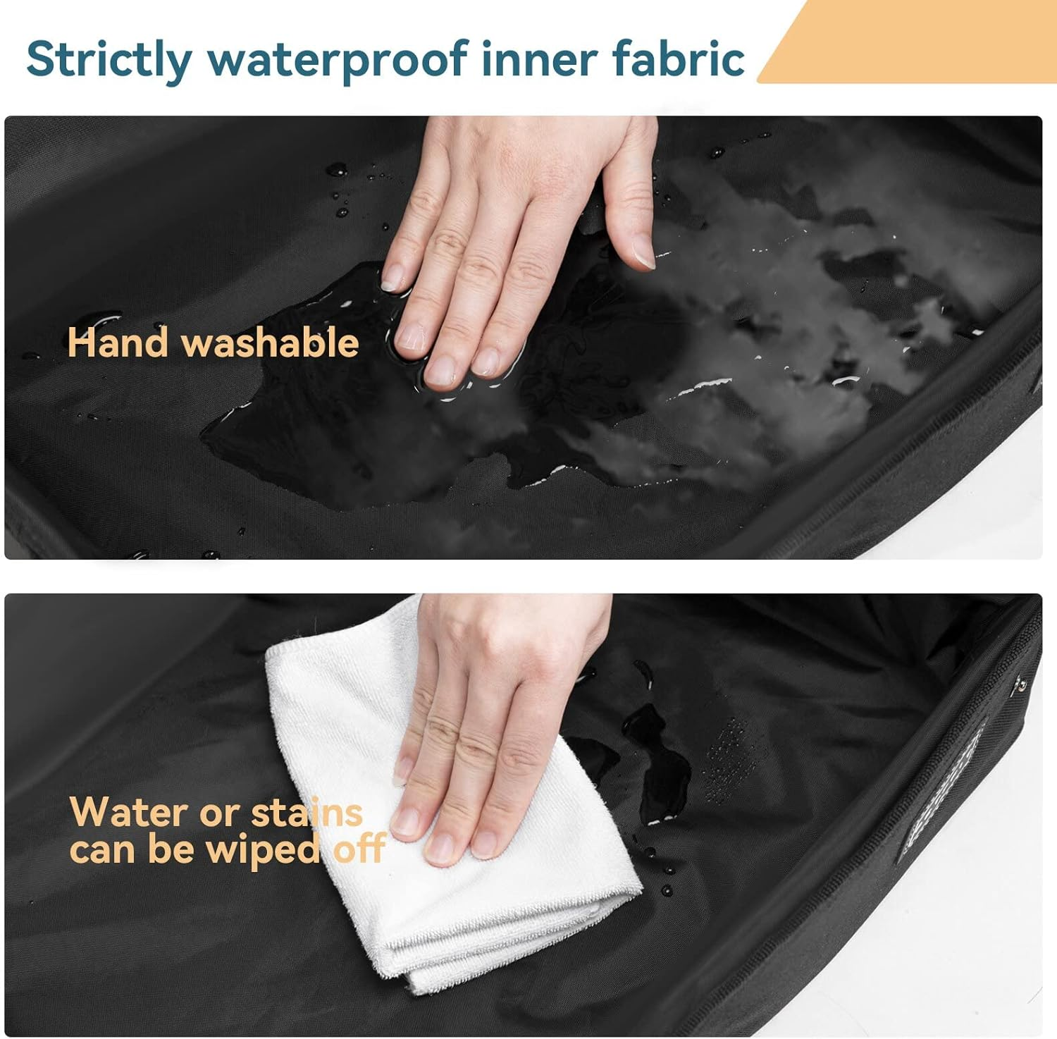 PETSFIT Cat Litter Box Large,Outdoor Cat Litter Box Waterproof Bottom, Zipped Travel Kitten Toilet, Standard Portable Collapsible Litter Carrier for Cats, Leak-Proof, Lightweight Black, 48 X 38X 15Cm image number 2