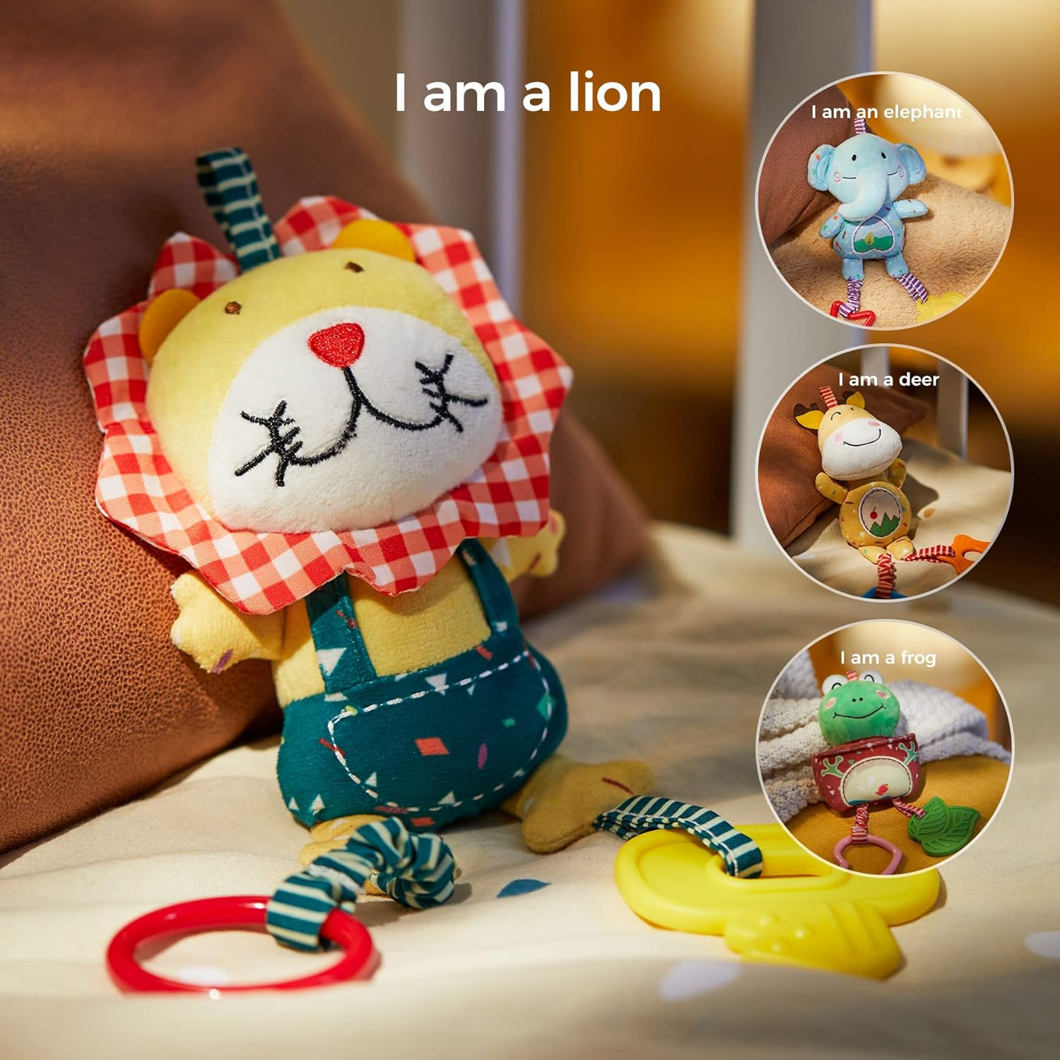 TUMAMA Baby Toys for 0, 3, 6, 9, 12 Months, Handbells Baby Rattles Soft Plush Early Development Stroller Car Toys for Infant, Newborn Birthday Gifts, 4 Pack image number 3