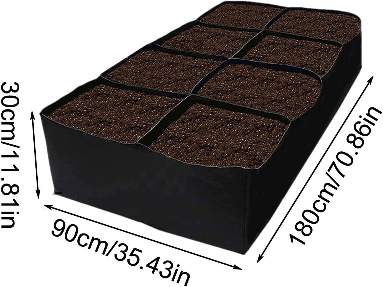 Fabric Garden Bed - 128 Gallon Raised Planter Rectangular Growing Bed | Garden Bed Vegetable Flower Growing Bag | Garden Supplies with 8 Compartment Grid Vegetable Flower Potato Planting Container image number 1