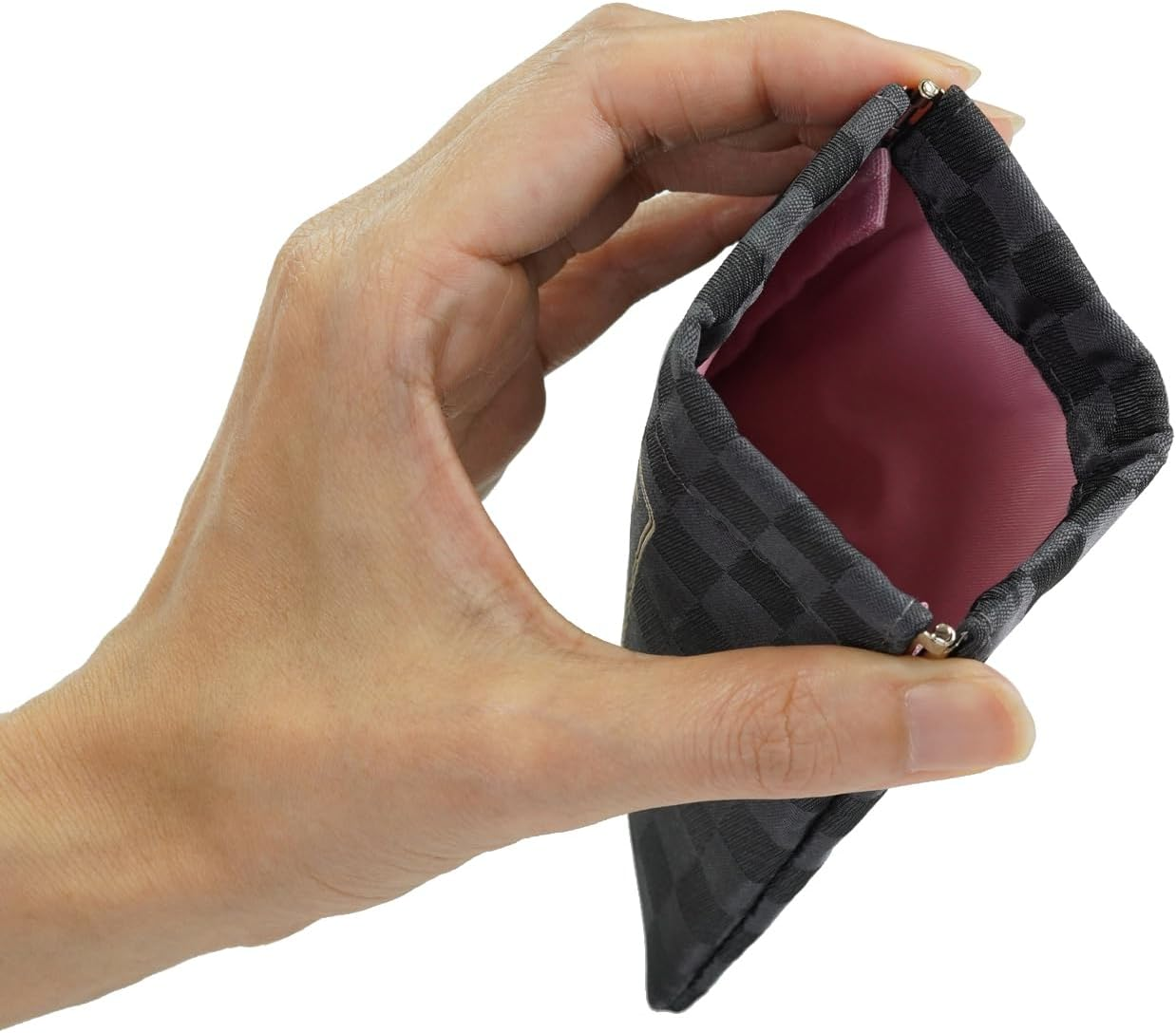 Peanuts PNDW1485 Cosmetic Case, Peanuts Spring Pouch, Snoopy, Cherry Blossom and Checkered Pattern, Gray image number 1