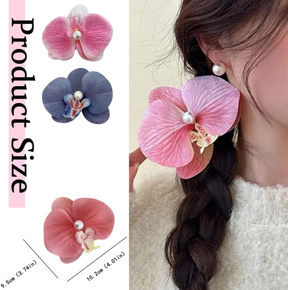 SULIUDAJI Pack of 4 Hair Clips Flower, Hawaiian Flower Hair Clips for Women, Plumeria Hibiscus Hair Clip, Hair Clips, Hawaiian Flower Hair Clips, Artificial Flower Clips for Holiday, Beach Party image number 3