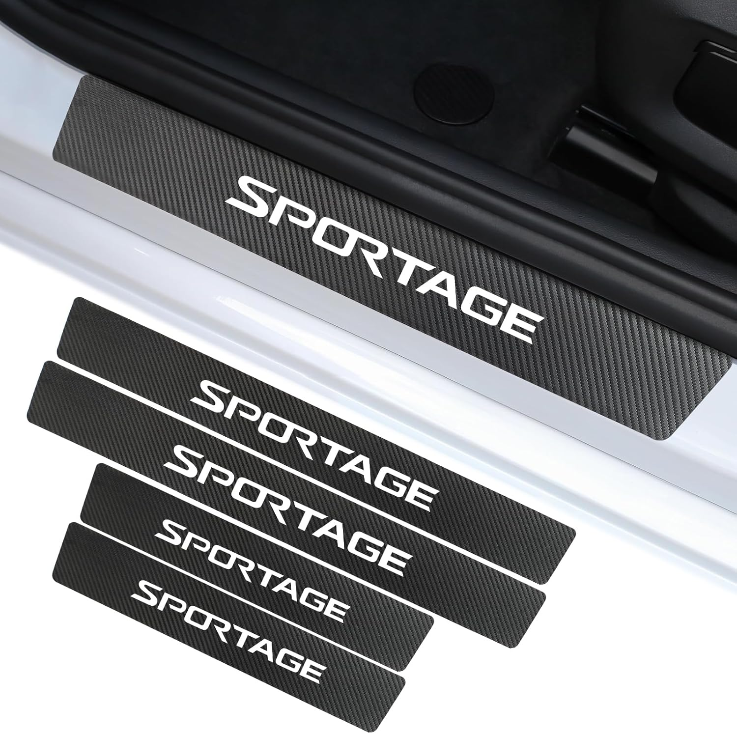 Car Door Sill Protector Compatible with Kia Sportage Accessories, Guard Decoration Scuff Plate Sticker