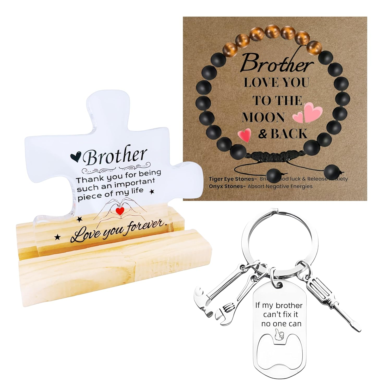 WOSHIDEFA Brother Gifts - Thoughtful Birthday Gifts for Brother, Gifts for Brother, Brother Birthday Gifts, Meaningful Gift Set with Puzzle Piece Decor