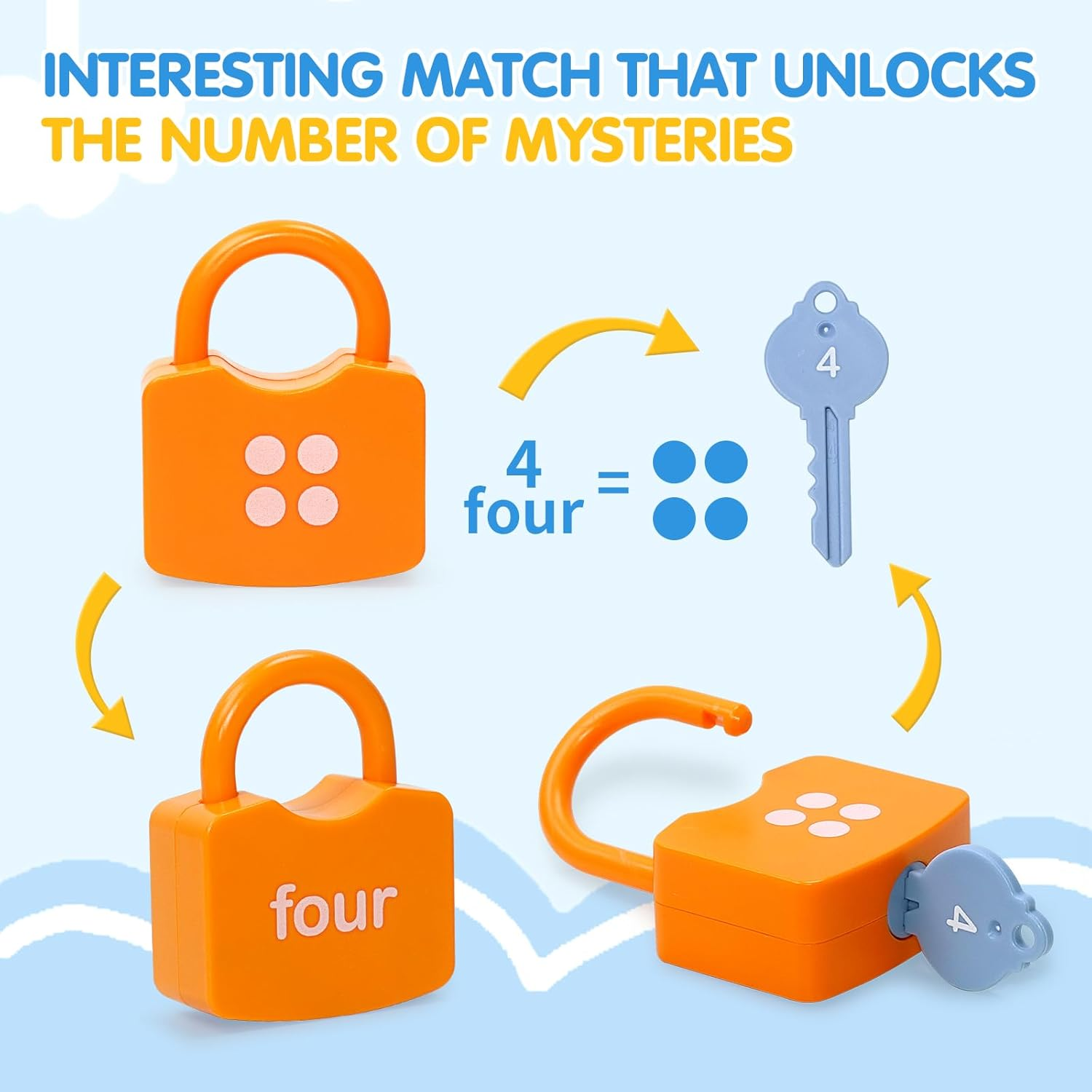 Montessori Toys for Toddlers 1-3 Year Old, Kids Lock and Key Learning & Education Toy, Numbers Counting, Matching, Sorting Game Preschool Educational Toys Age 3 4 5 Boys Girls image number 6