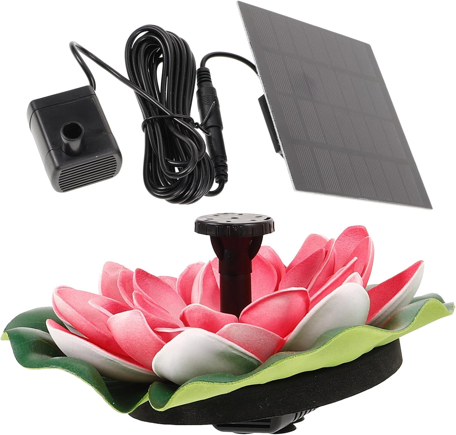 COHEALI Lotus-Shaped Solar Fountain Floating Water Feature for Outdoor Garden Landscape Decoration with Cherry Red Flower Design Battery Not Included image number 3