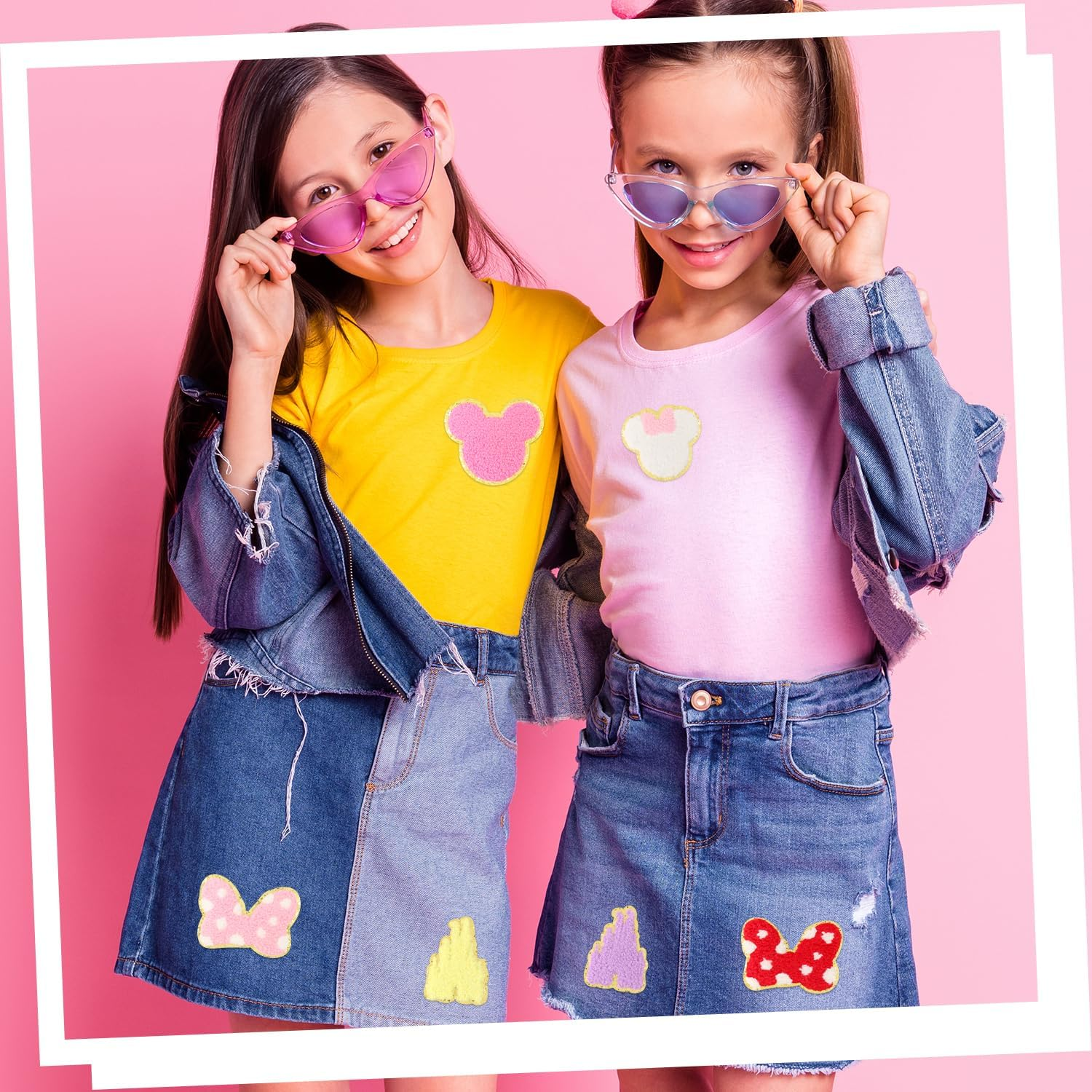 CCOZN 20 PCS Chenille Mouse Head Iron on Patches, Colorful Chenille Castle Bowknot Mouse Embroidered Patches Sew on Embroidered Applique DIY Accessory for Clothing Hats Jackets Backpack Pants image number 4