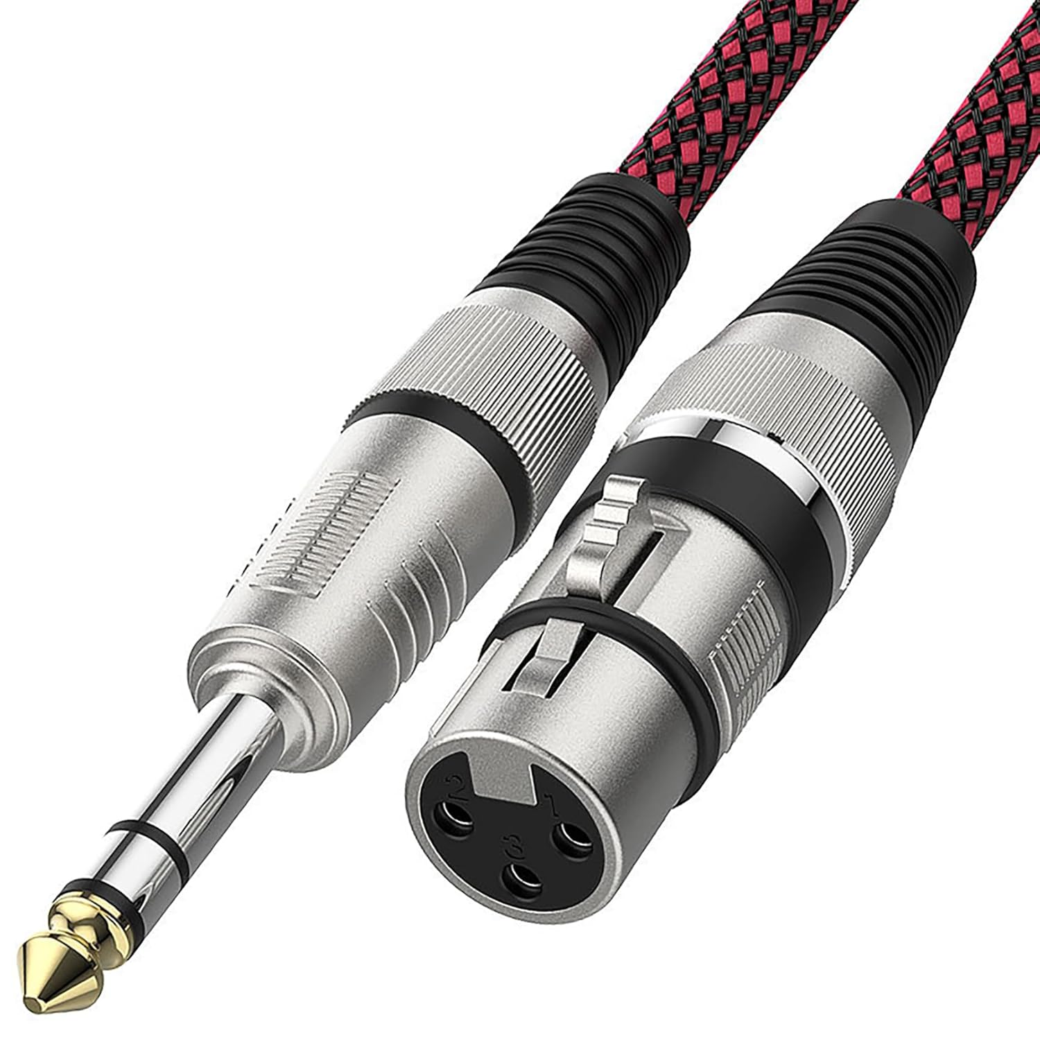 Tunghey XLR Female to 1/4 Inch TRS Cables, Nylong Braided XLR 3 Pin Female to 6.35Mm TRS Male Balanced Wire Mic Cord (1M) image number 6