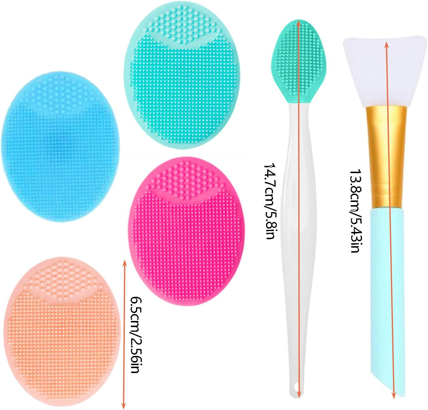 Taicols 6Pcs Silicone Face Scrubber Kit Facial Cleansing Brush Manual with Lip Exfoliator Brush Face Mask Brush for Skin Care,Face Cleansing Brush,Silicone Face Manual Facial Cleanser and Massager,Soft Face Exfoliator, for All Kinds of Skins image number 2