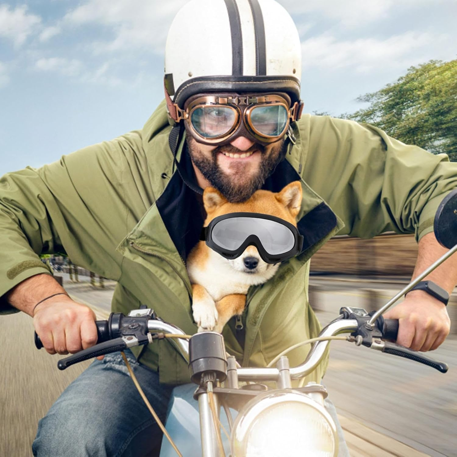 Dog Sunglasses, Eye Wear Dog Glasses, Windproof Pet Eye Wear Dog UV Protection Sun Glasses, Pet Beach Sun Glasses for Medium Large Breed Dogs Pets Buniq image number 6