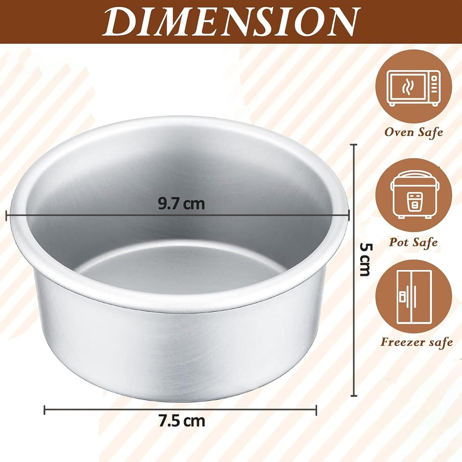 Goyuhome 8Pcs Aluminum Nonstick Baking Moulds Set for Cake Pops, Pudding, Cupcakes & Muffins Reusable round Bakeware image number 2