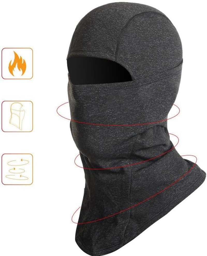 ZONADA Winter Skiing Face Protection Thermal Balaclava for Men and Women Helmet Liner Windproof Cold-Proof Fleece Riding Mask with Goggles Hole Black image number 3