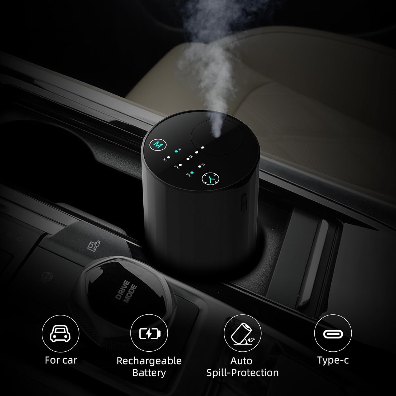 Waterless Essential Oil Diffuser Aromatherapy Scent Diffusers for Home Large Room, Bedroom, Car, Office, Desk, Battery Operated Mini Portable Air Freshener (Black) - Golden image number 6