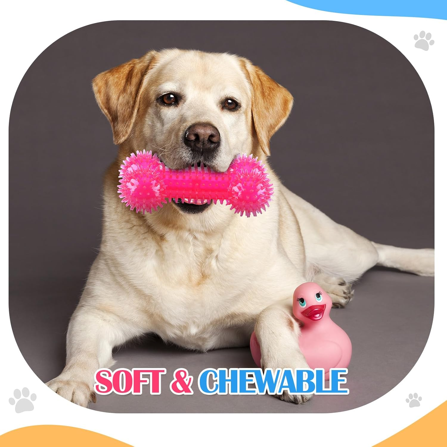 Silipull 4 Pcs Spiky Squeaker Football Dog Toy for Medium Large Dogs Spiky Dog Balls Puppy Chew Toys for Aggressive Chewers Training Fetch Toys(Fresh,Multicolored) image number 3