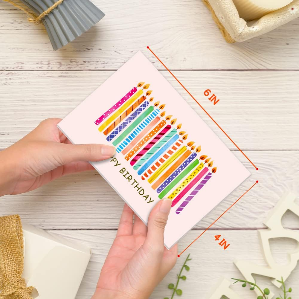 50 Pack Happy Birthday Cards with Envelopes, Watercolor Birthday Cards Assortment, Assorted Blank Birthday Cards Bulk with Envelopes & Stickers for Birthday Party image number 5