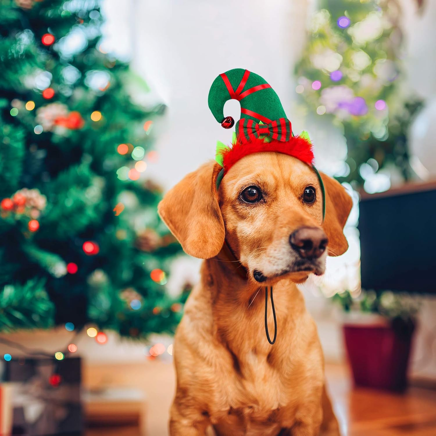 Aneco 3 Pack Christmas Puppy Dog Elf Headband Christmas Pet Elf Costume Hair Hoop Pet Hat for Dog Puppy Cat