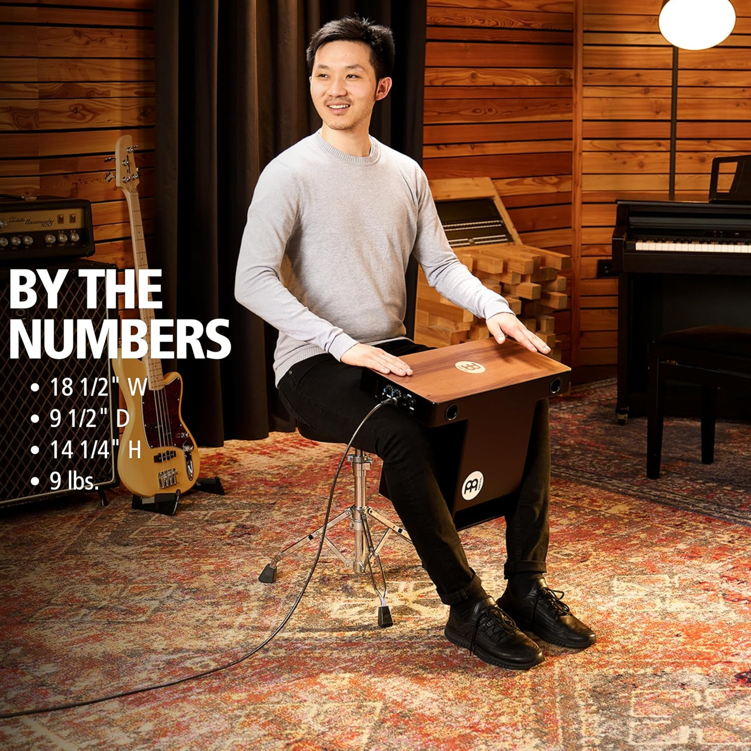 Meinl Pickup Slaptop Cajon Box Drum with Internal Snares and Forward Projecting Sound Ports -NOT MADE in CHINA - Walnut Playing Surface (PTOPCAJ2WN) image number 5