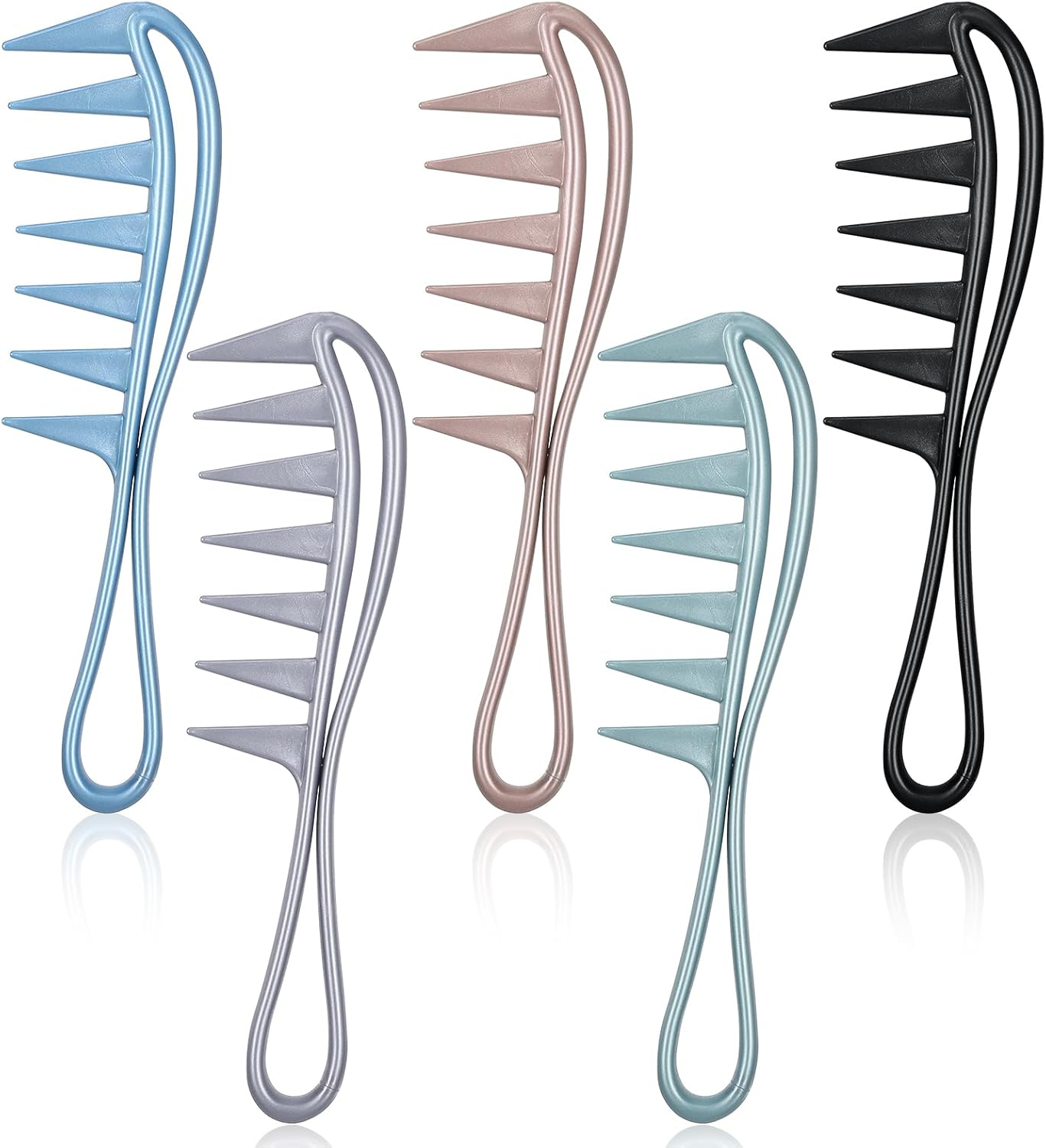 LIQWEI 5Pcs Wide Tooth Comb, Wide Tooth Comb for Curls, Texture Combs Hair Shark Teasing Combs, Styling Combing for Curly Wet Wavy Thick Hair Wigs image number 3