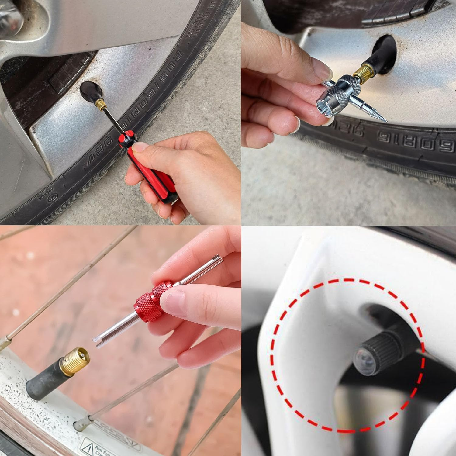 Steel Tire Spoons Tool Set for Bike and Motorcycle, 3 Tire Spoons, 3 Rim Protectors, Valve Tool, Valve Cores, Motorcycle Bike Tire Lever image number 5