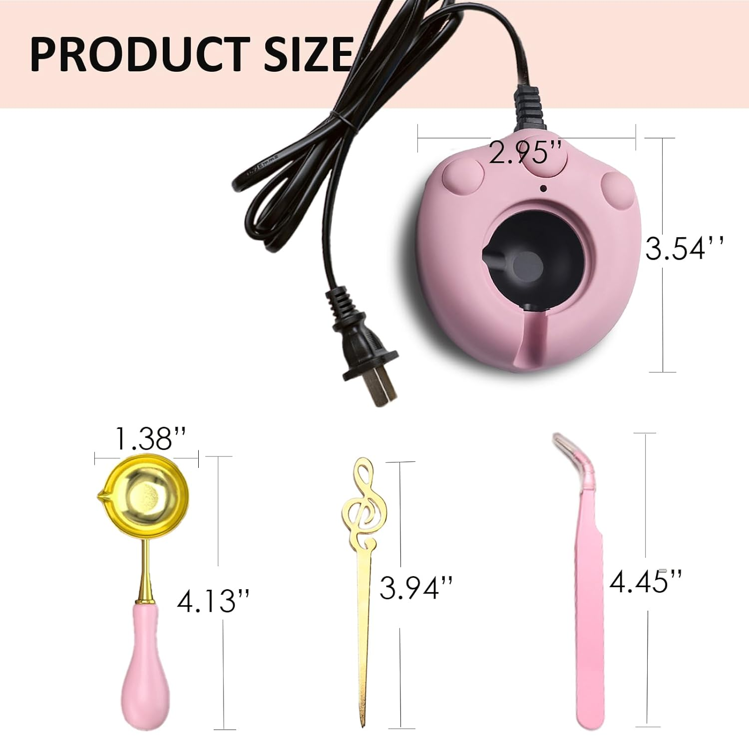 Andotopee Electric Wax Seal Warmer Kit with Melter, 2Pcs Spoon, Tweezers, Stir Pin for Fast Melting Beads Sticks, Envelope Stamp Seals Craft, Pink image number 4