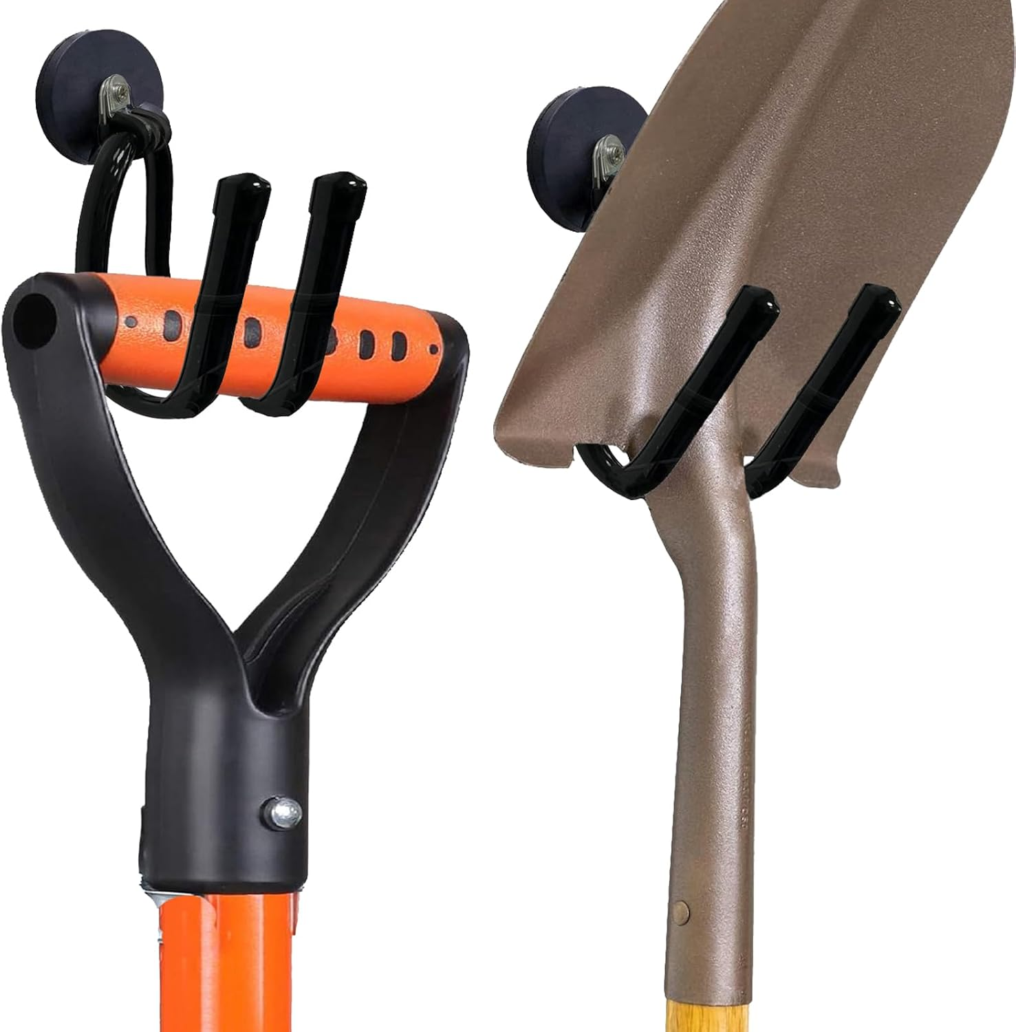 Pmsanzay 2 Pack Strong Magnetic Garage Storage Hooks, Heavy Duty Magnet Organizer Hooks with Rubber Coating for Garden Tools, Hose,Workshop,Pool Tools,For Indoor & Outdoor Hanging (Black) image number 6