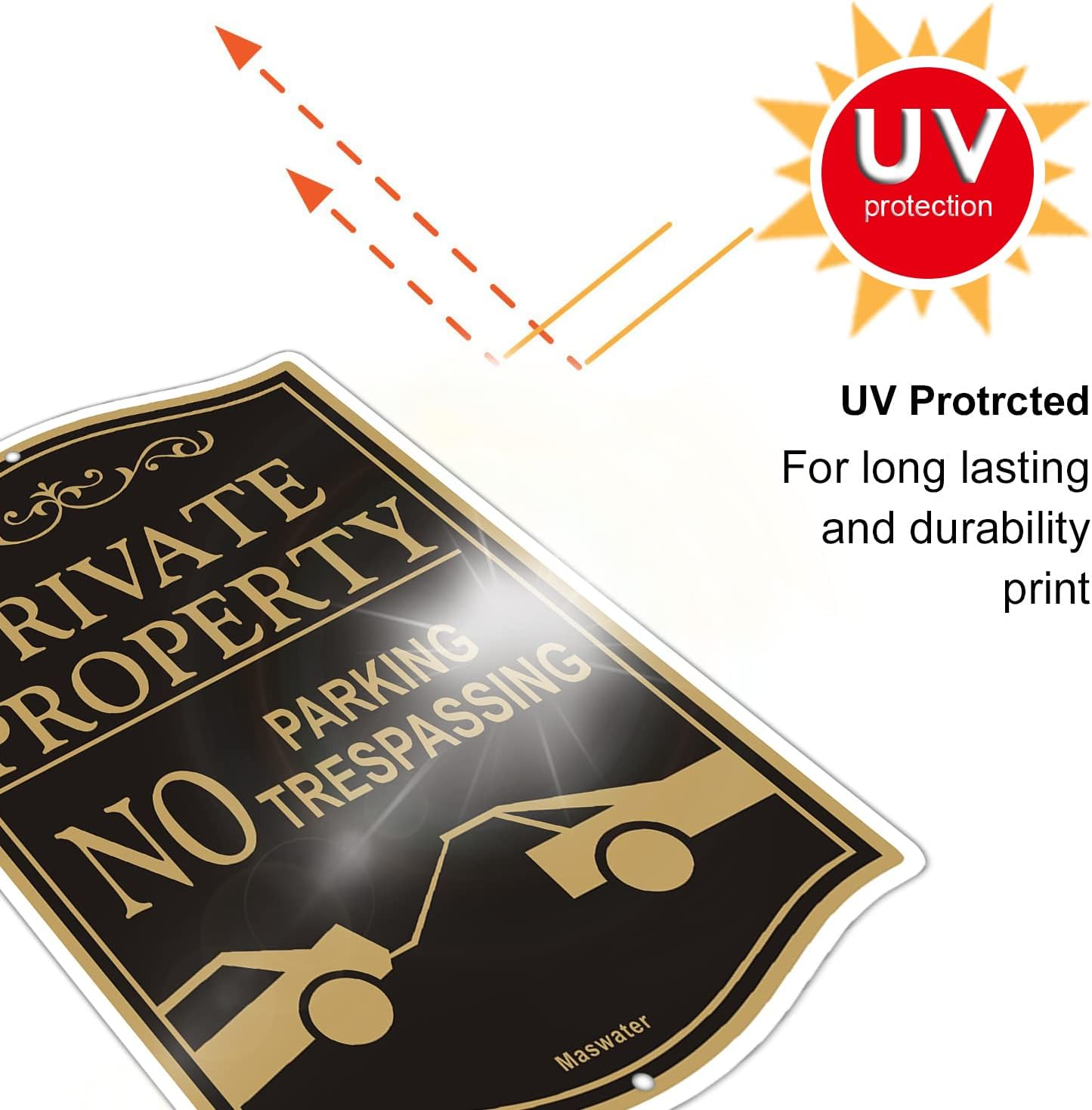 (2 Pack) Large No Parking Signs Private Property, 12" X 18" Violators Will Be Penalized Signs for Warning,Reflective Rust Free Aluminum,Fade Resistant,Uv Protectde & Waterproof image number 6