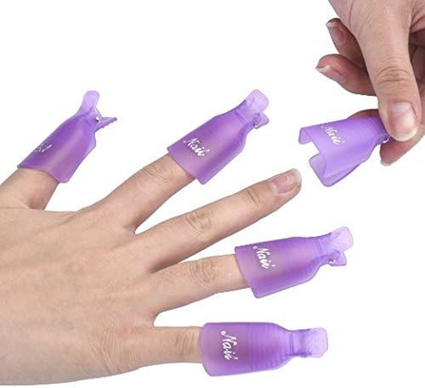 Himo 10PC Plastic Acrylic Nail Art Soak off Cap Clip UV Gel Polish Remover Wrap Tool (PURPLE) - Purple image number 2