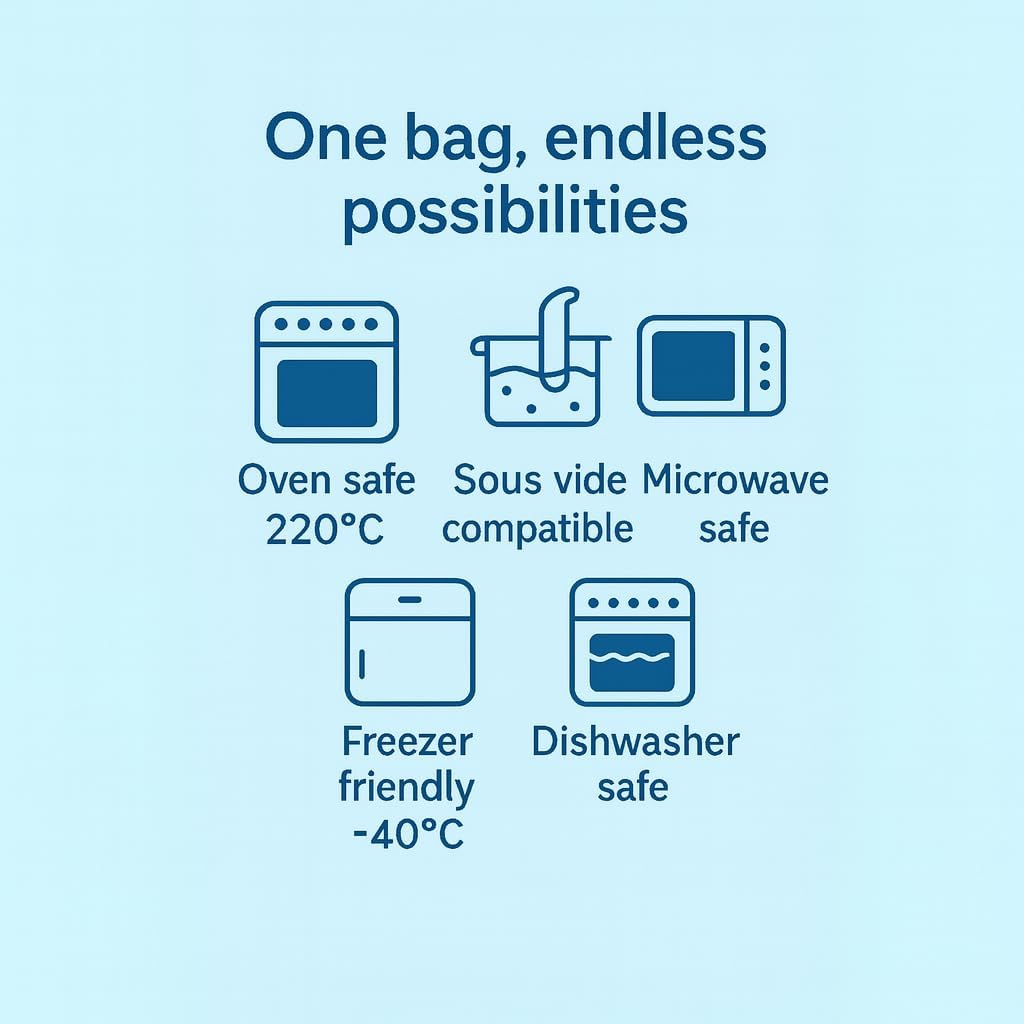 1.2L Platinum Silicone Food Bag &ndash; Leakproof, Freezer & Microwave, Dishwasher & Dishwasher Safe &ndash; Stand up Reusable Pouch&ndash; AQUA image number 5