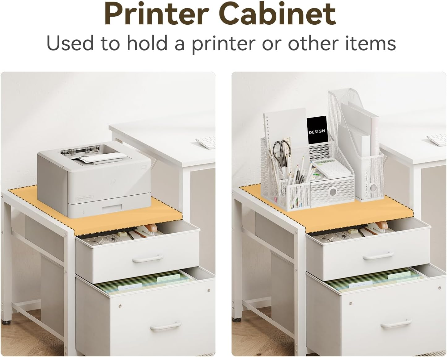 ODK 63Inch L Shaped Computer Desk with Power Outlet & Large File Drawer, Home Office Desk with Reversible Storage Shelves,Corner Desk for Home Office Bedroom Study Work,160 * 80 * 75.7Cm, White image number 1