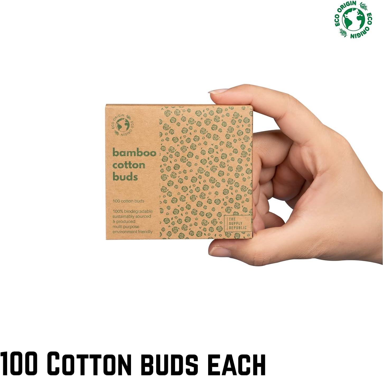 400 Bamboo Cotton Buds |100% Eco-Friendly Biodegradable | Cotton Wool Buds | Compostable Bamboo Earbuds | Recycled Plastic Free Packaging | Cotton Buds Bamboo | Cotton Ear Buds | 400 X Ear Buds Cotton image number 2