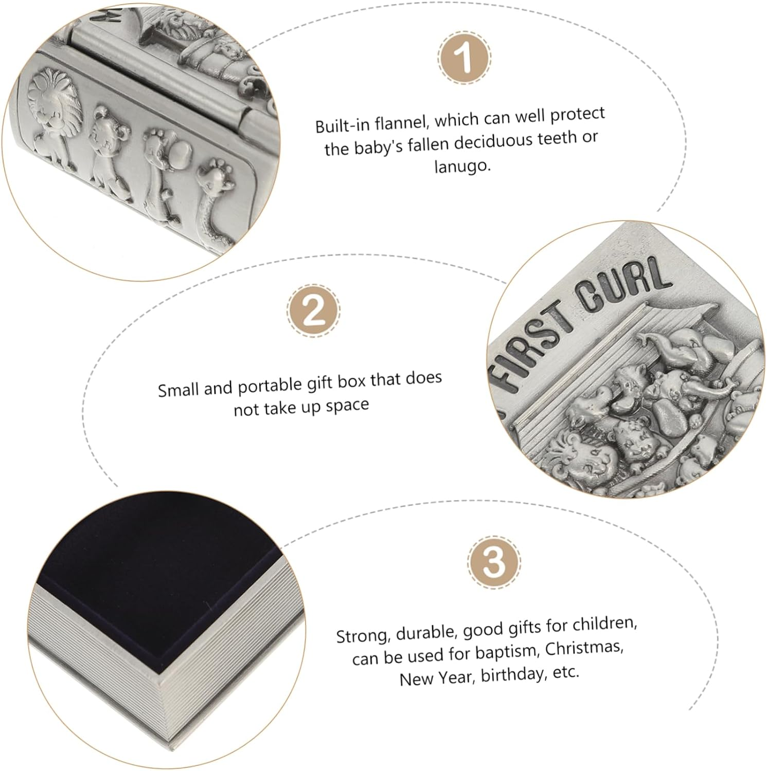 SUPVOX 2Pcs and Girls Keepsake Teeth Cases Storage Box for Milk Teeth Decorative Animal Patterns Baptism Christmas image number 5