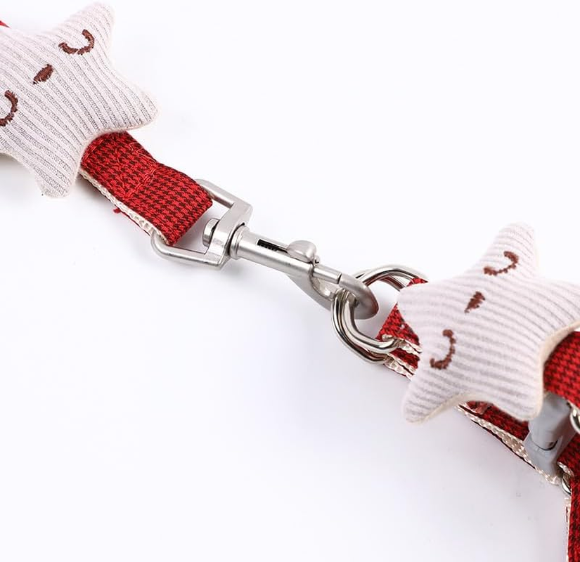 A Set of Puppy Harness and Leash the Adjustable Soft Suede Harness Is Decorated with Five-Pointed Stars It Is Suitable for Puppies, Small Dogs and Medium-Sized Dogs. (One Size Fits All)