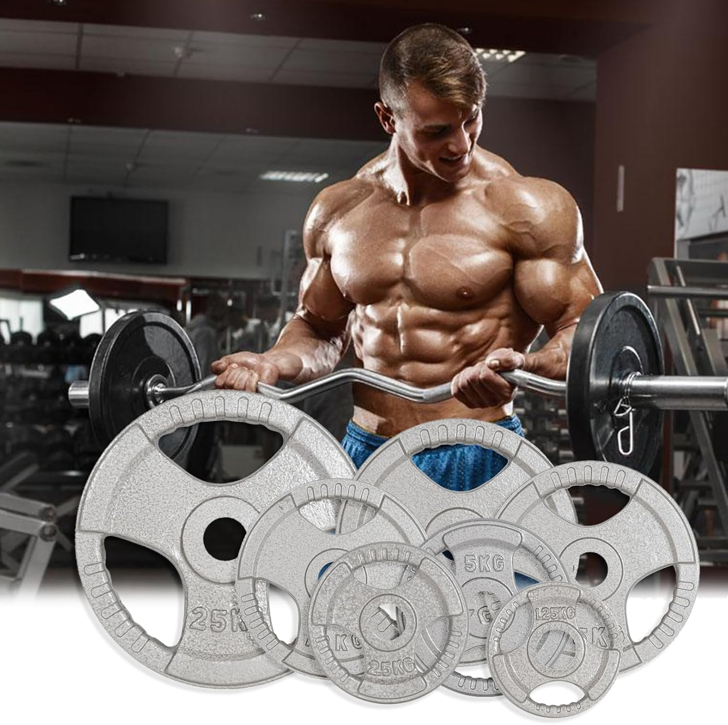 Cast Iron Olympic Weight Plates for Adjustable Olympic Dumbbell and Barbell - Premium Quality Hammertone Strength Training Plates for Body Building, Weightlifting, WOD, MMA, Crossfit, Fitness & Sports - 1.25Kg to 20Kg image number 2